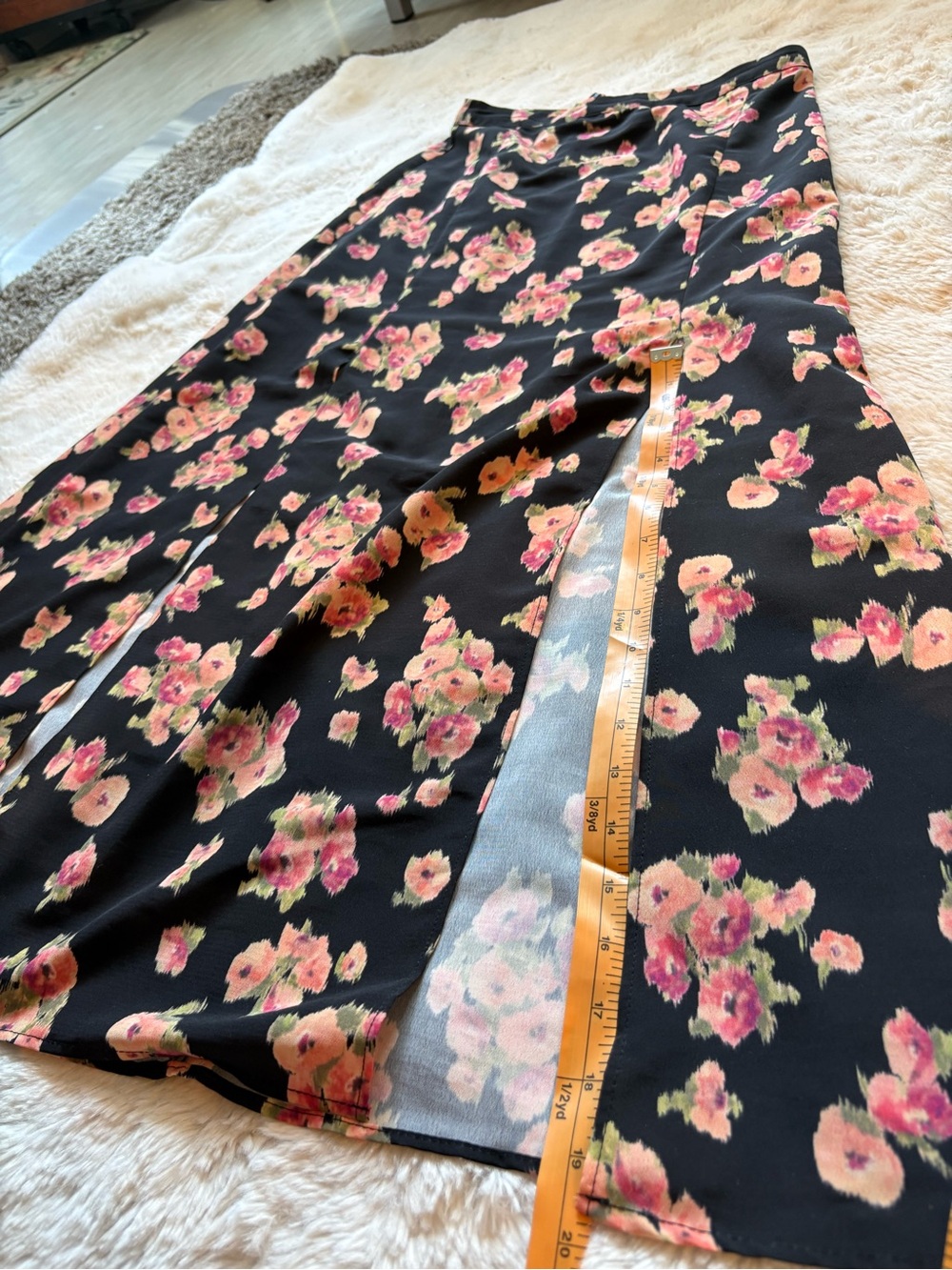 Topshop Floral Sateen Double-Slit Maxi Skirt - Size 4 - Picture 7 of 10